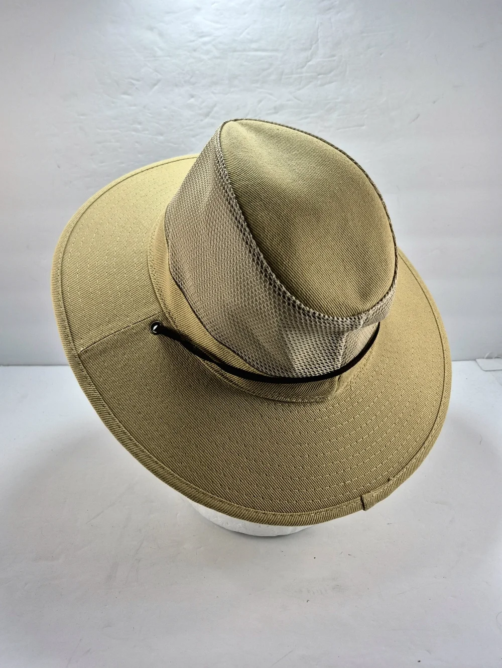 NWOT Dorfman Hat Co. Khaki Mesh Crown Safari Sun Hat Unisex Packable Travel